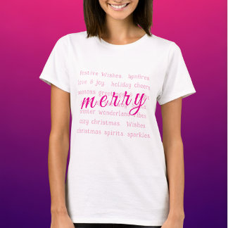 Camiseta Uma tipografia rosa feliz no Natal