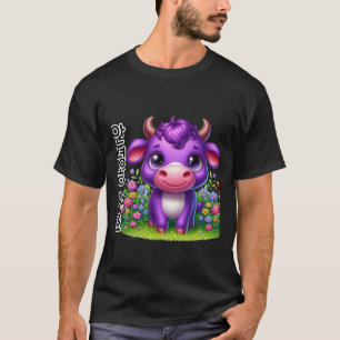Camiseta Uma Vaca Roxa Diz Olá No Pau Coreano