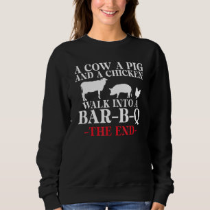 Camiseta Uma Vaca Um Porco E Um Galho Entram Em Um Bar B Q