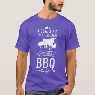 Camiseta Uma Vaca Um Porco E Um Galho Entram Em Um Barbeque