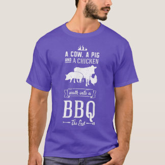 Camiseta Uma Vaca Um Porco E Um Galho Entram Em Um Barbeque