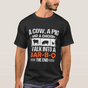 Camiseta Uma Vaca, Um Porco E Uma Galinha Entram Em Uma F-b
