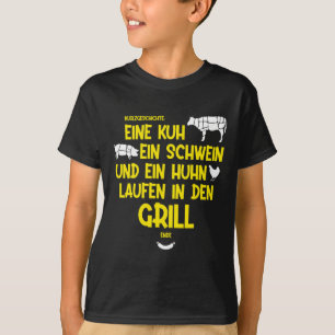Camiseta Uma Vaca, Um Porco E Uma Galinha Entram Na Grelha