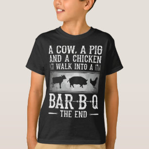 Camiseta Uma Vaca, Um Suíno E Um Galho Entram Em Um Bar B Q