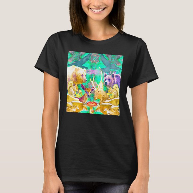 Camiseta Uma Viagem Através Dos Fungos Da Flora Da Floresta (Frente)
