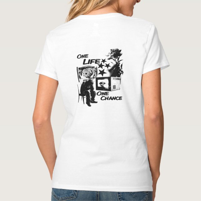 Camiseta Uma Vida Uma Chance Retro Grunge Moda de Rua Vinta (Verso)