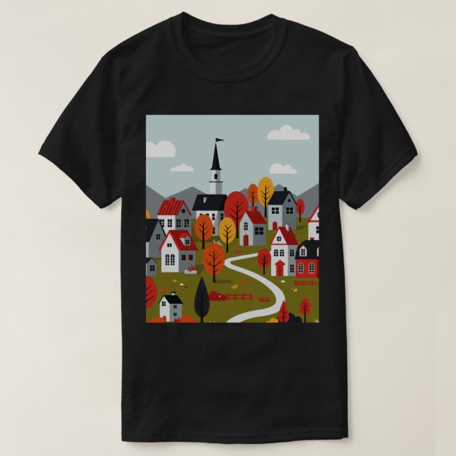 Camiseta Uma vila na natureza (Frente do Design)