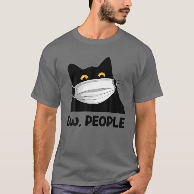 Camiseta Umas Pessoas Engraçadas Máscara De Gato Negro Para (Frente)