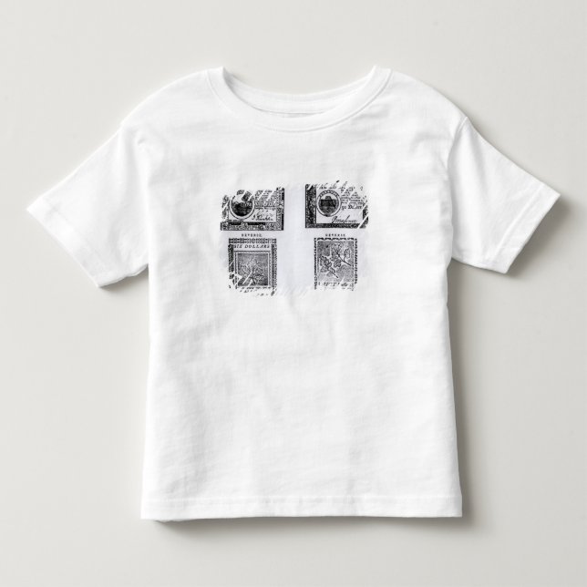 Camiseta Umas seis notas de dólar colonial (Frente)