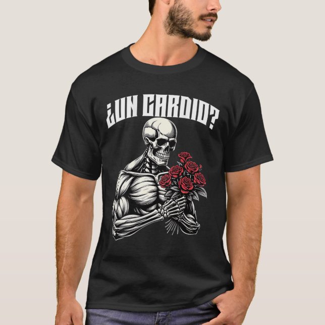 Camiseta Un Cardio Espalda. Calaca Con Flores Rosas (Frente)