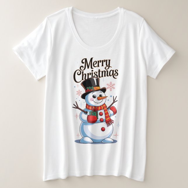 Camiseta Un Noël enchanté : un bonhomme de neige souriant  (Frente do Design)
