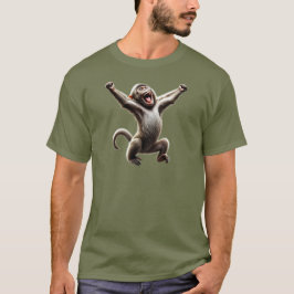 Camiseta Un singe excité les bras en l'air.