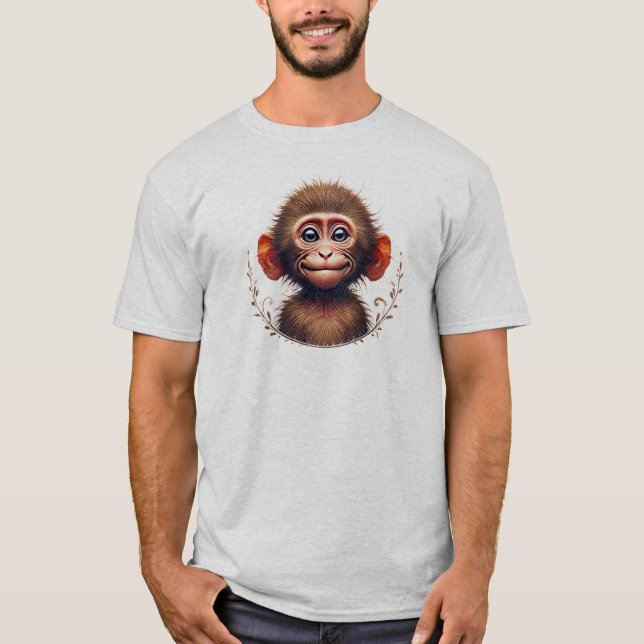 Camiseta Un singe macaque à drôle de tête. (Frente)