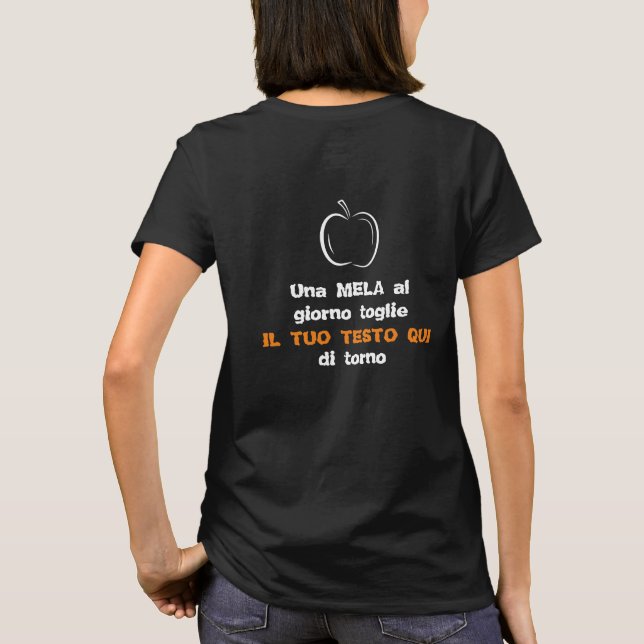 Camiseta Una Mela Al Giorno Apple Black Line Art (Verso)