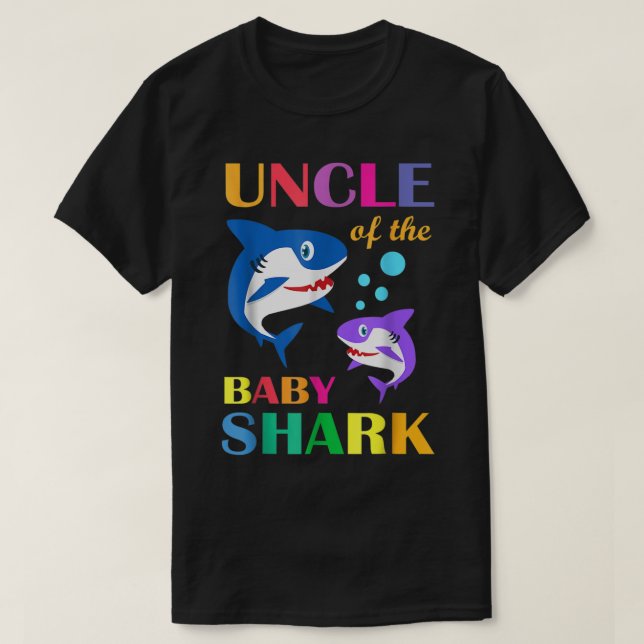 Camiseta Uncle Of The Baby Birthday Shark Uncle Shark Chris (Frente do Design)