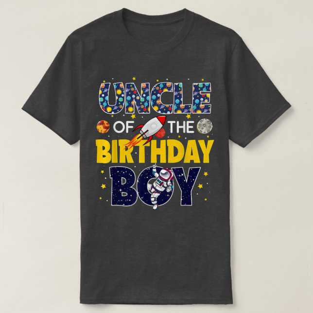 Camiseta Uncle of The Birthday Boy  Outer Space Daddy Papa  (Frente do Design)