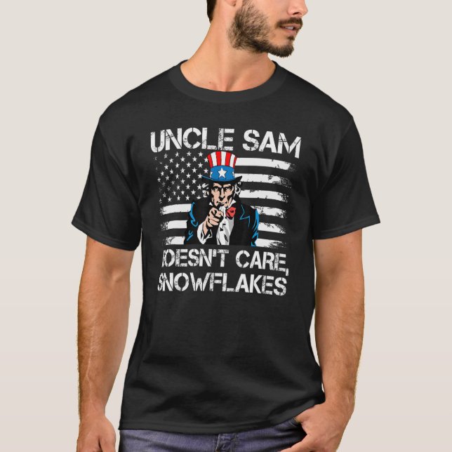 Camiseta Uncle Sam Doesn't Care Snowflakes American Flag_5 (Frente)