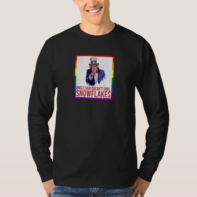 Camiseta UNCLE SAM DOESN'T CARE SNOWFLAKES Funny American_8 (Frente)