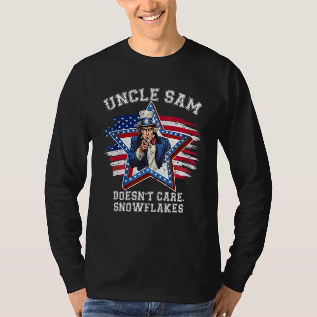 Camiseta Uncle Sam Doesn't Care Snowflakes Sarcastic (Frente)
