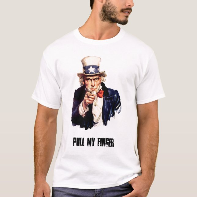 Camiseta Uncle_Sam_ (pointing_finger), TRAÇÃO… - (Frente)