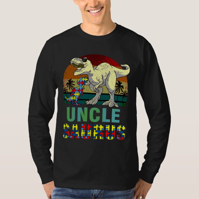 Camiseta Unclesaurus Dinossaur Rex Tio Saurus Autism Aware (Frente)