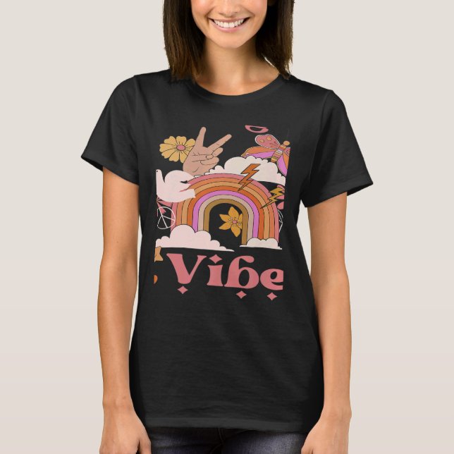 Camiseta Undergrad Vibes School Groovy Retro Boho Rainbow C (Frente)