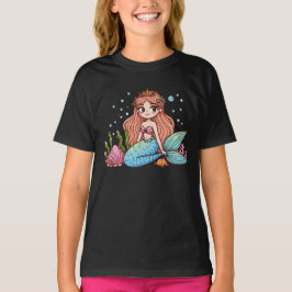 Camiseta Underwater Fantasy, desenhada à mão, Sereia Origin