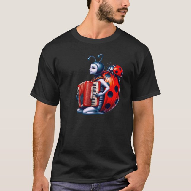 Camiseta Une jolie coccinelle accordéoniste  (Frente)