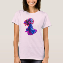 Camiseta Une mignonne petite fille en lévitation.