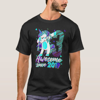 Camiseta Uni aniversário de 3 anos de Dabbing Unicorn de 3 