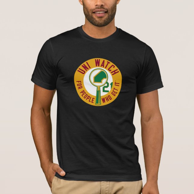 Camiseta Uni relógio: Lupa Dourado (Frente)