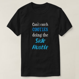 Camiseta Uni Texto Azul De Neon Hustle Cooties Lado.