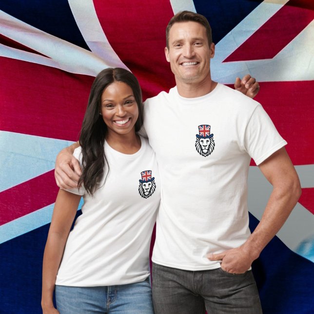 Camiseta União de Sinalizador do Reino Unido (United Kingdom Union Flag Lion T-Shirt by Ricaso. A patriotic bold and stylish British themed shirt )