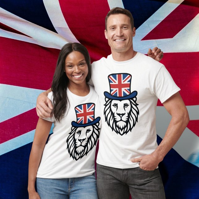 Camiseta União de Sinalizador do Reino Unido (United Kingdom Union Flag Lion T-Shirt by Ricaso. A patriotic bold and stylish British themed shirt )