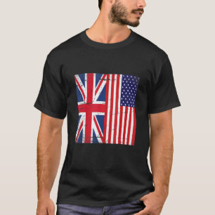 Camiseta União Jack e Estados Unidos da América Bandeira Re