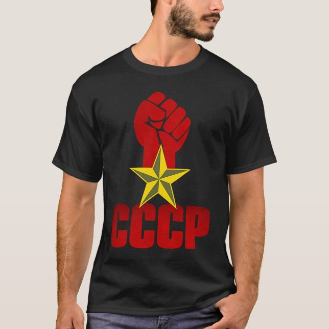 Camiseta União Soviética Poderosa Mão Comunista (Frente)