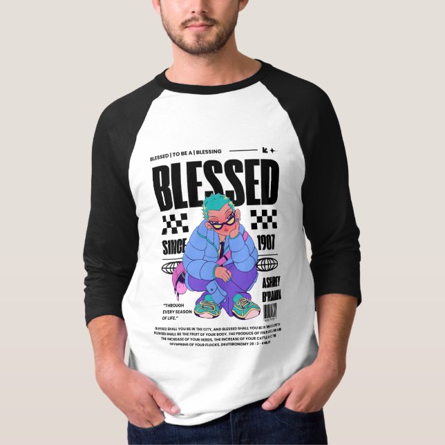 Camiseta única abençoada (Frente)