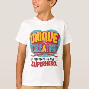 Camiseta Única e criativa Minha mãe é minha super-heroína