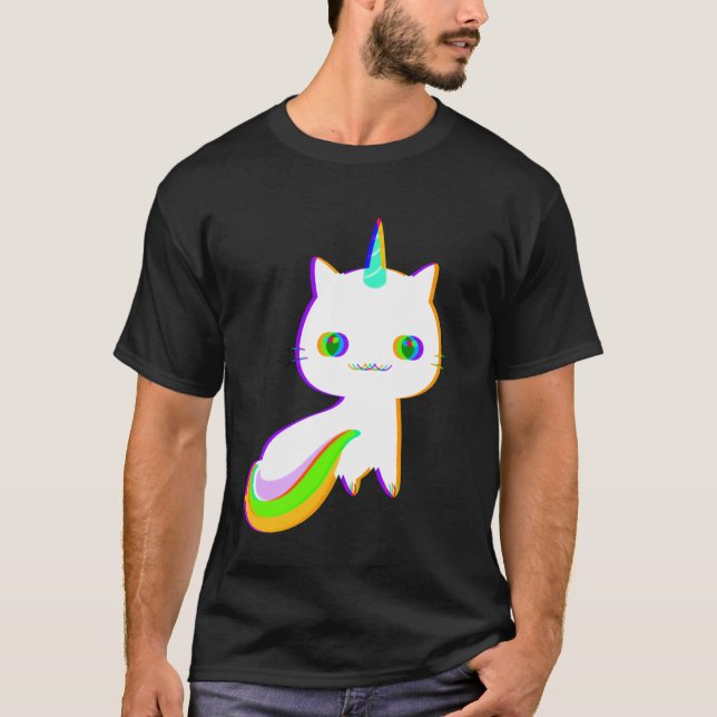 Camiseta Unicat Caticorn Medágico Cat Men Women Bo (Frente)