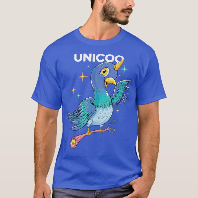 Camiseta Unicoo Unicorn Pigeon Crianças de Pássaros Mágicos (Frente)