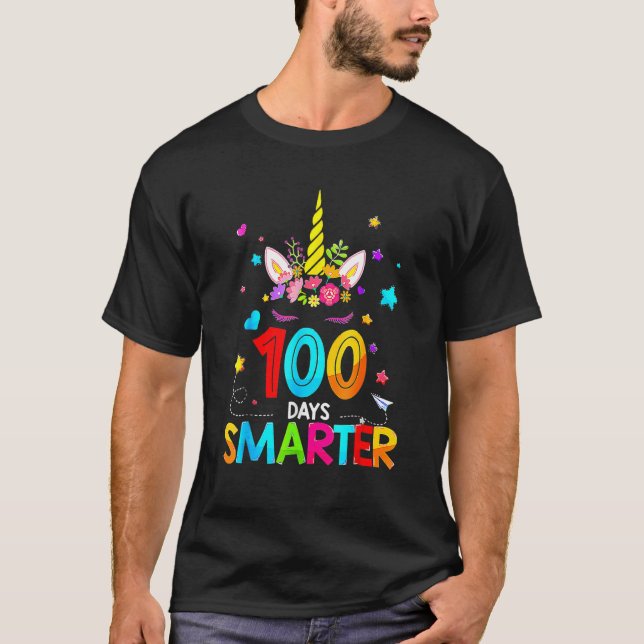 Camiseta Unicorn 100 Days Smarter 100th Day Of School Stude (Frente)