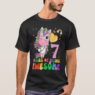 Camiseta Unicorn 7 Birthday 7 Anos Meninas Princesa P