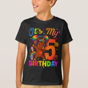 Camiseta Unicorn Afro Menina de 5 anos de idade Cabelo Natu
