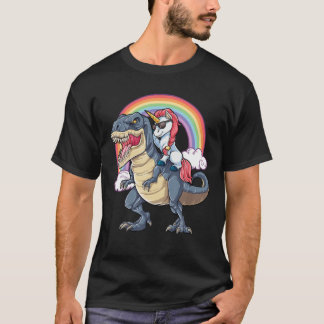Camiseta Unicorn Andando Dinossauro T Rex Boys Meninas Chuv
