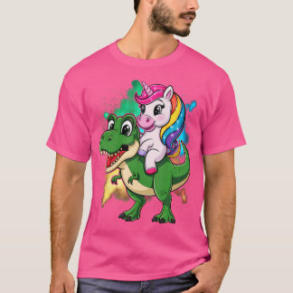 Camiseta Unicorn Andando T Rex Dinossauro Meninas Homens