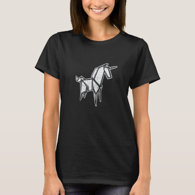 Camiseta Unicorn Artwork Origami Paper Japanese (Frente)