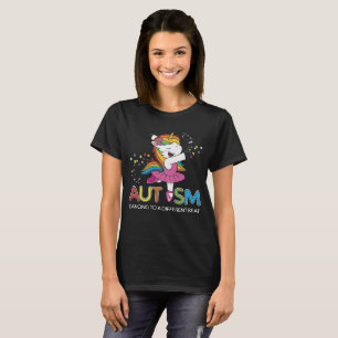 Camiseta Unicorn Autismo Mãe Dançando A Um Batimento Difere