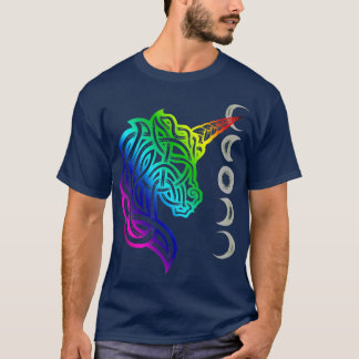 Camiseta Unicorn Celtic Knot Dotwork Rainbow Design