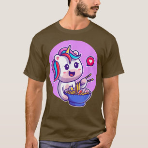 Camiseta Unicorn Comendo Ramen Noodles Kawaii Japonês Unic
