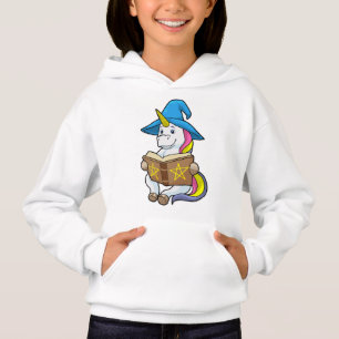 Camiseta Unicorn como assistente com livro e chapéu